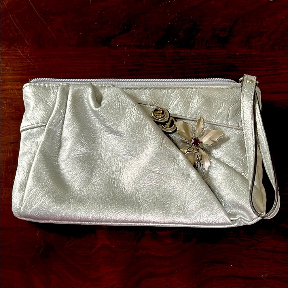 ELLE Silver Clutch Bag